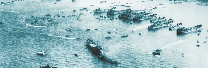 水釜海岸に上陸する米軍 昭和20年