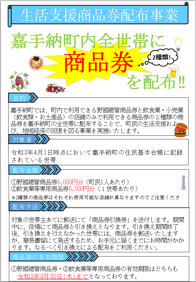 嘉手納町生活支援商品券の配布について | 沖縄県嘉手納町（かでな町）