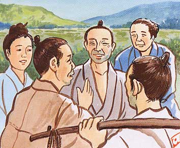 うわさをする村人たち